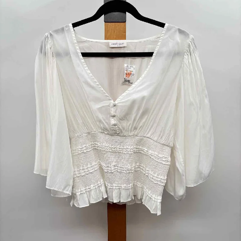 Luxe Layering Vestique Women's Size L White Solid Long Sleeve Shirt