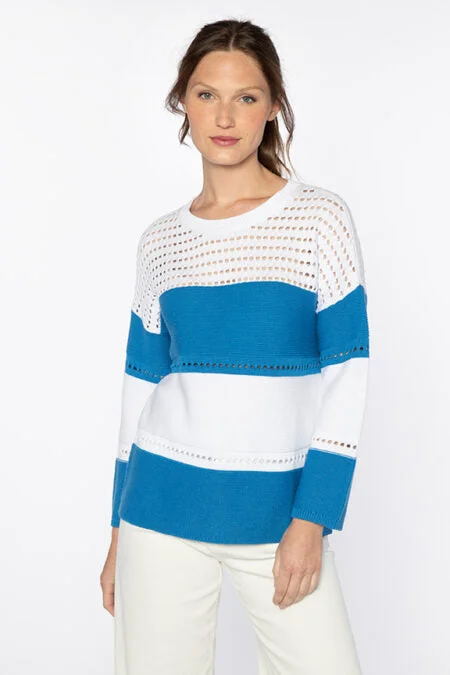Trendy New Clothes Kinross Cashmere Textured Wide Stripe Pullover