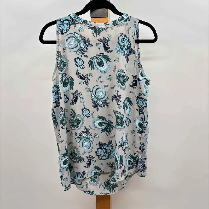 Spring Fashion Loft Women's Size MP Gray Floral Sleeveless Shirt