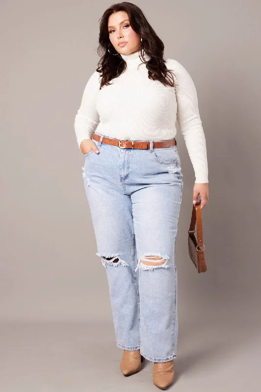 Update With Cottagecore Styles White Knit Top High Neck Long Sleeve