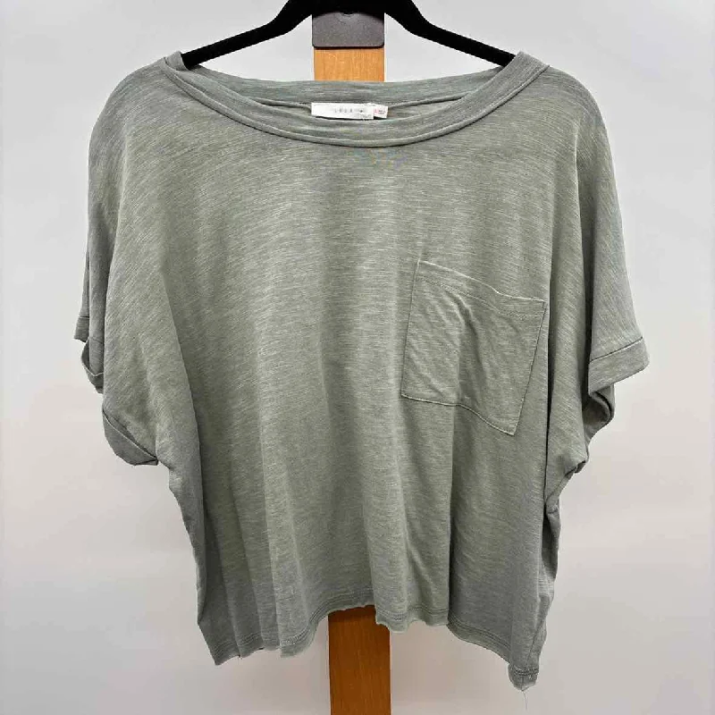 Budget-Friendly Fashion Lush Women's Size L Olive Solid Short Sleeve Shirt