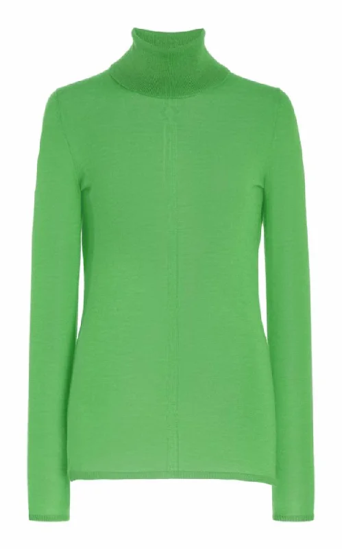 Step Ahead, Lead The Trend Steinem Knit Turtleneck in Fluorescent Green Cashmere Silk