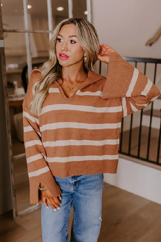 Stylish Statements Women's Functional Apparel For Outdoor Activities Fill Up Your Cup Stripe Sweater In Iced Mocha