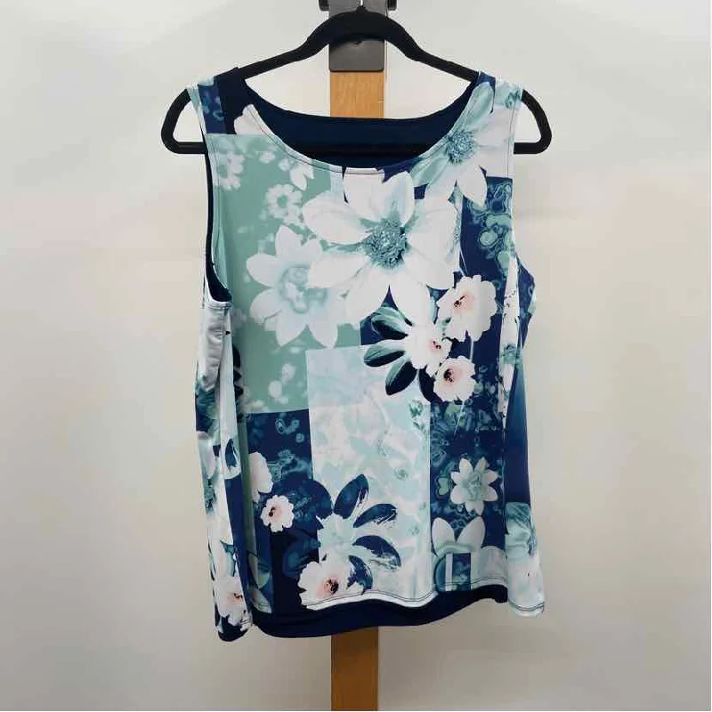 Luxury Fashion CABI Women's Size M Navy Floral Sleeveless Shirt