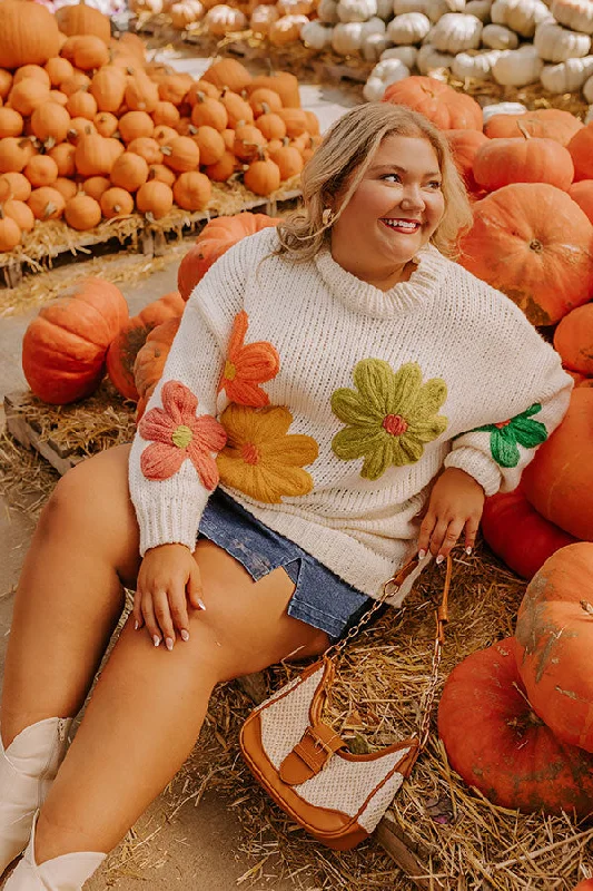Vintage Style Clothing Sale Sustainable Fashion Clothing For Women Floral Fields Knit Sweater Curves