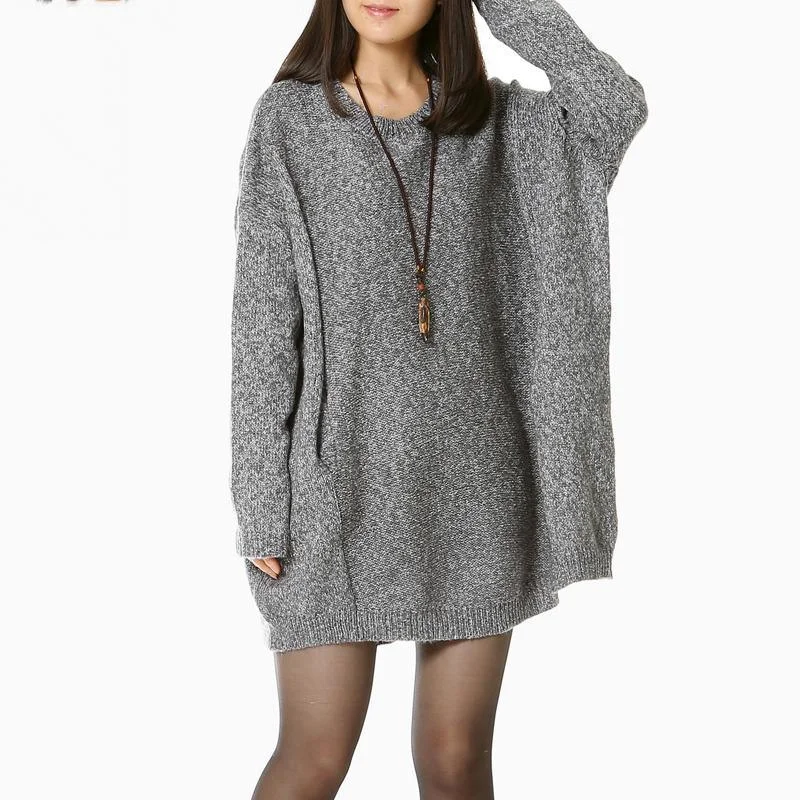 Floral Style Gray oversized woman sweaters top