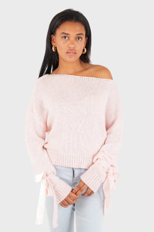 Elegant Attire "One shoulder" sweater light pink