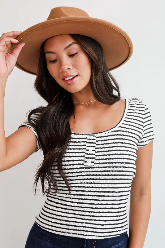Trendy Fashion Sale Envied Comfort Ivory Striped Knit Top - DU DEAL
