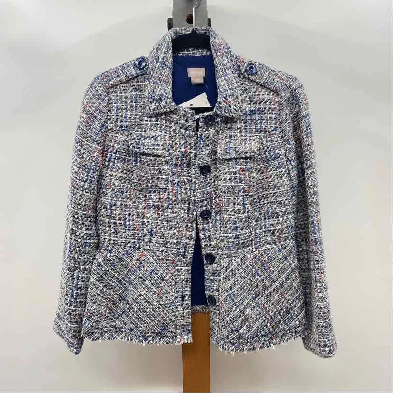 Chic Wardrobe Essentials Chico's Women's Size XSP Blue Tweed Jacket