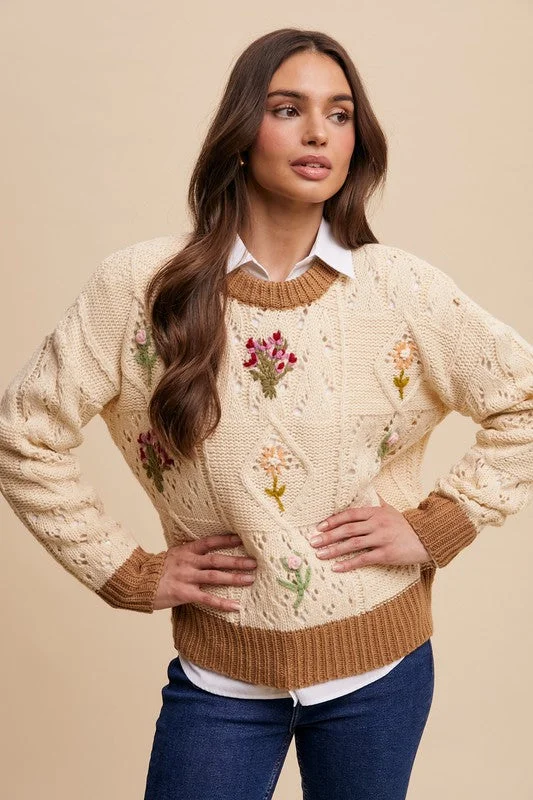 Fashion Forward Femme Women's Outfit Abigail Embroidered Detail Sweater