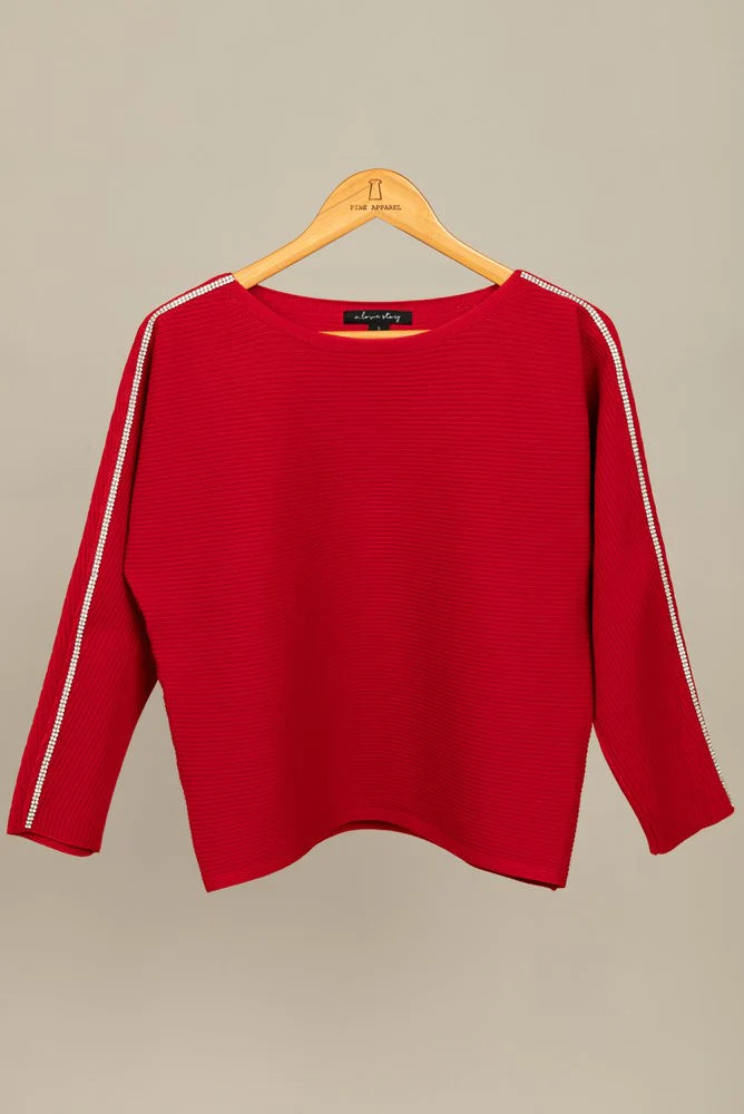 Hot Deals Women's High-Fashion Outfit Sophisticated in Red Sweater