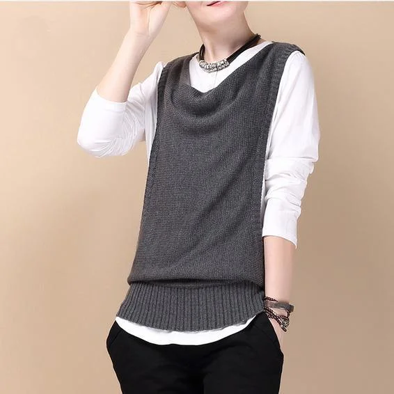 Modern Glamour Gray cotton vest sweater plus size