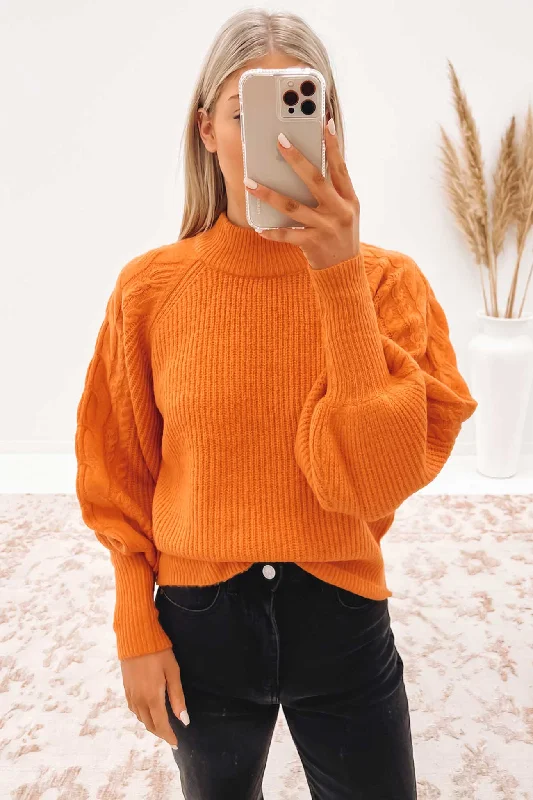 Limited Styles Women's Trendy Activewear Apparel Bailey Knit Sweater Orange