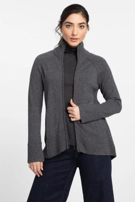 Quick Grab Deals Kinross Cashmere Sporty Zip Mock Cardigan