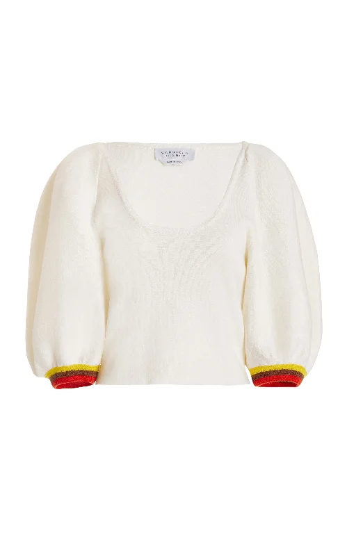 Summer Deals Lia Knit Top in Ivory Multi Merino Wool