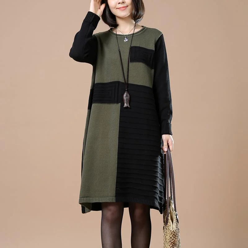 Massive Selection Sale black long sweaters color patchwork