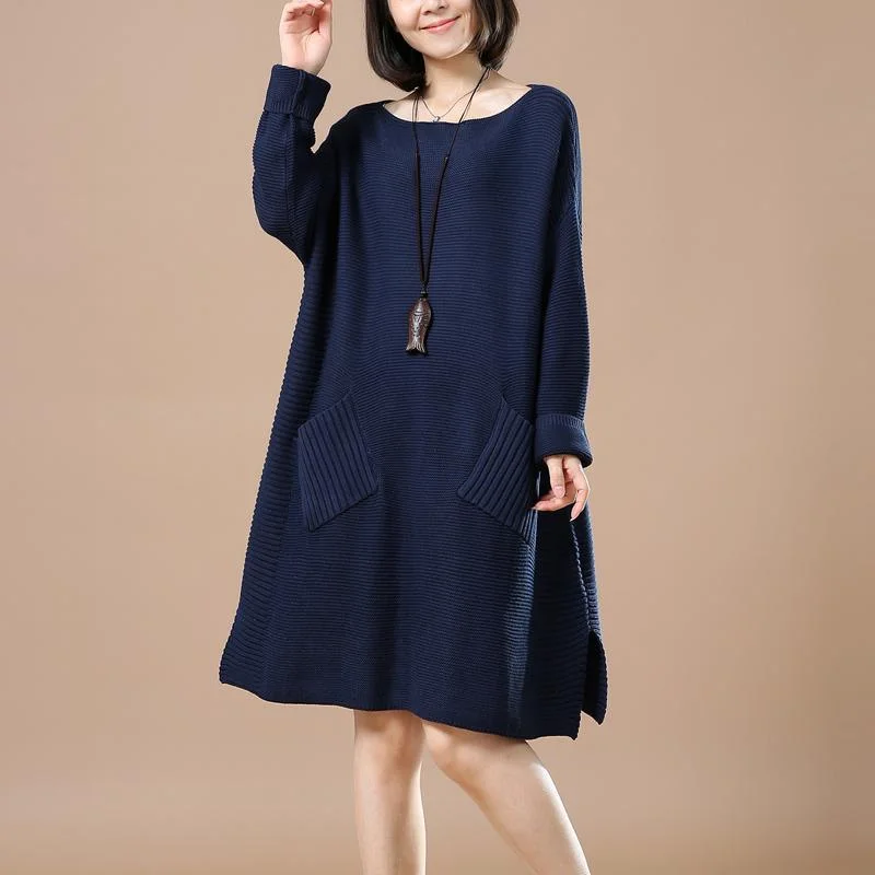 Exquisite Women's Wear Sale Navy plus size sweaters women winter knit dress