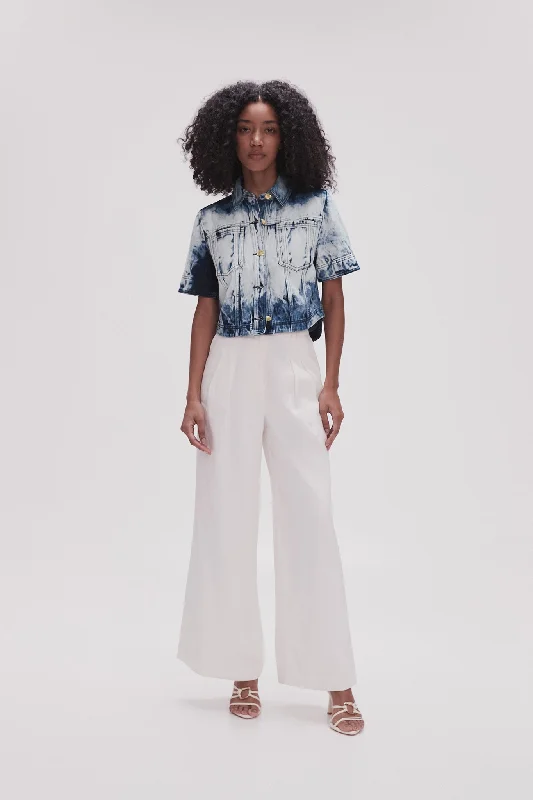 Classic Women's Fashion Enigma Denim Cropped Shirt