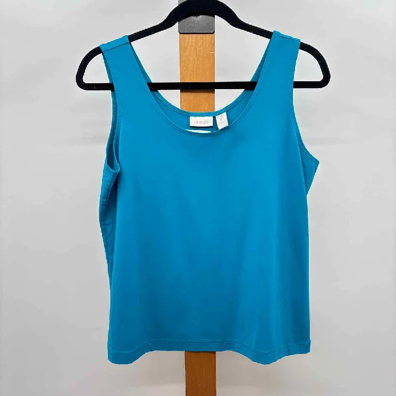 Luxury Fashion for Women Chico's Women's Size L Turquoise Solid Sleeveless Shirt