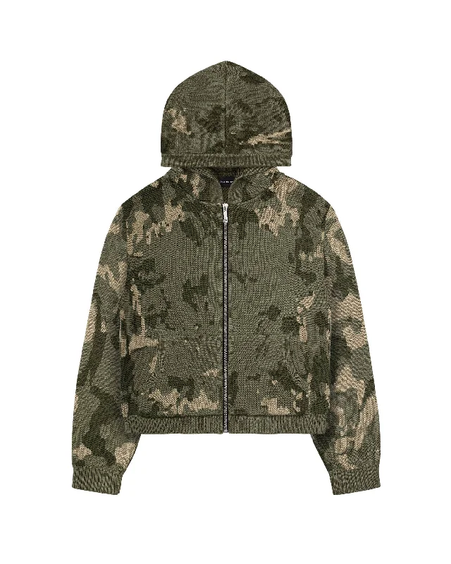 Huge Savings On Parisian Styles Green Camo Knit Hoodie