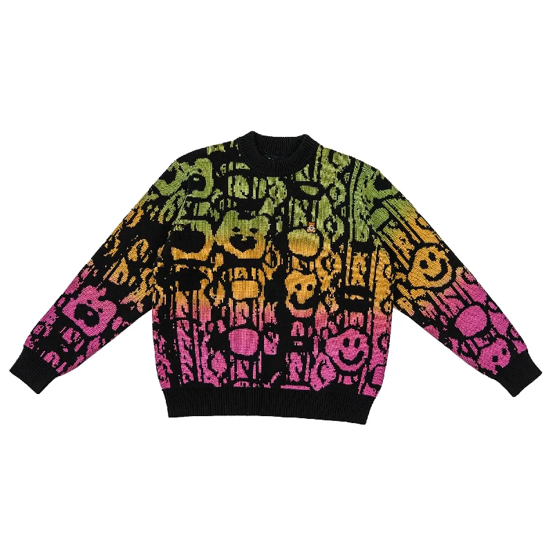 Beat The Heat In Tropical Styles Gradient Jacquard Knit Sweater