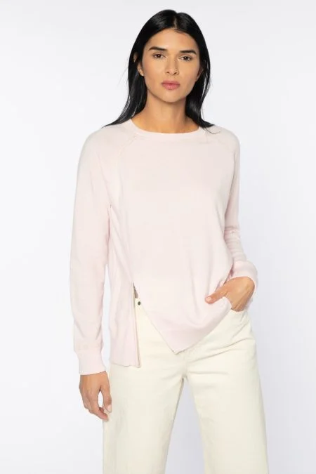 Exclusive Designer Collection Kinross Cashmere Coverstitch Zip Sweatshirt