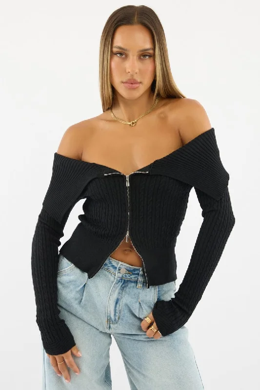 Best Seller Black Bardot Cardigan