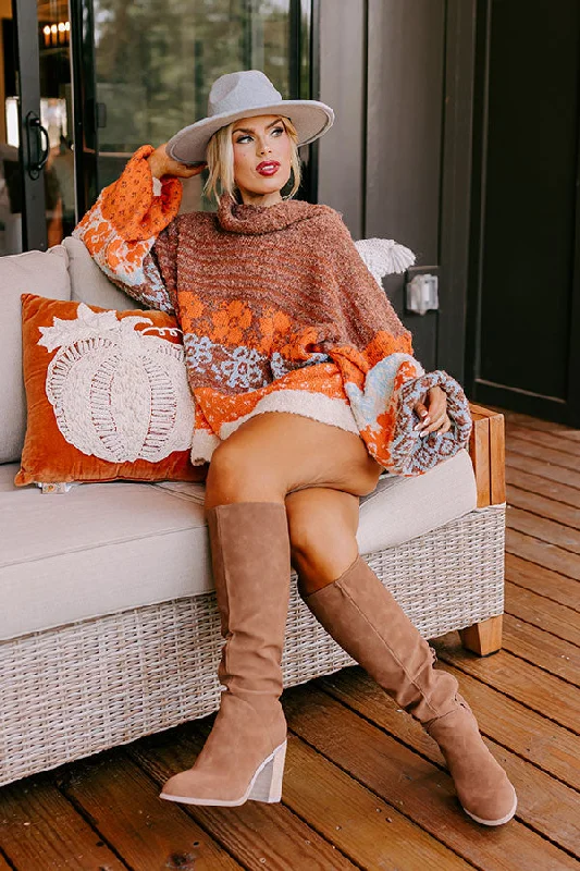 Trend Leading Collection Trendy Athleisure Clothing For Women Autumn Brunch Knit Sweater in Cinnamon Curves