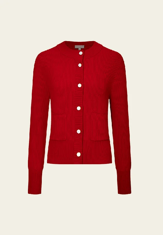Art Deco Geometric Pattern Look Slim-fit Ribbed-knit Cardigan