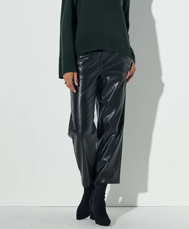 Vibrant Femme Fashion Slouchy Vegan Leather Trouser