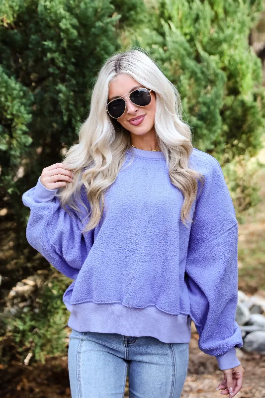 Discover Promotions FINAL SALE - Cutest Consideration Periwinkle Sherpa Pullover