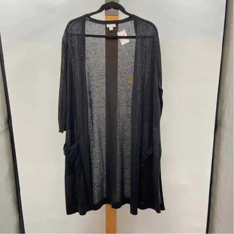 Urban Femme Streetwear JJill Women's Size 2X Black Solid Cardigan