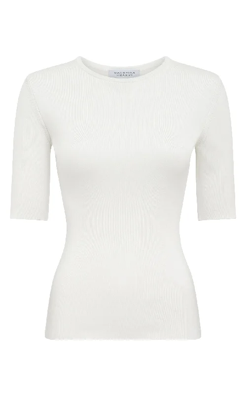 Effortless Everyday Wear Anahita Knit T-Shirt in Ivory Silk