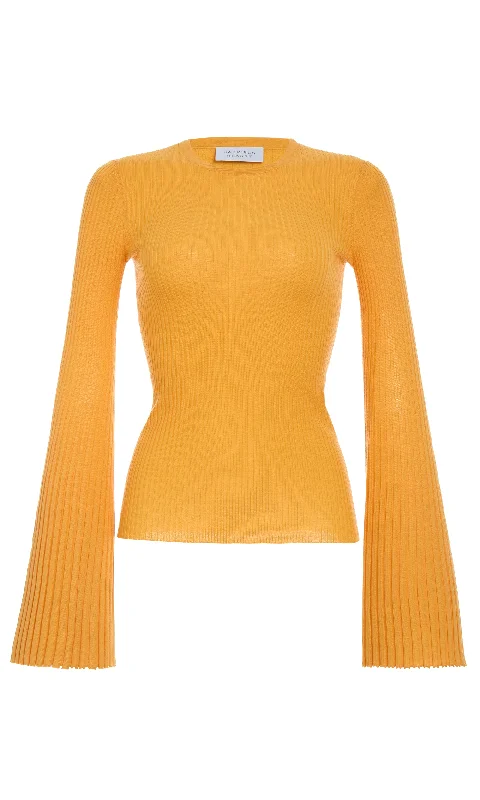 Clearance Event Soraya Knit Sweater in Yellow Merino Wool