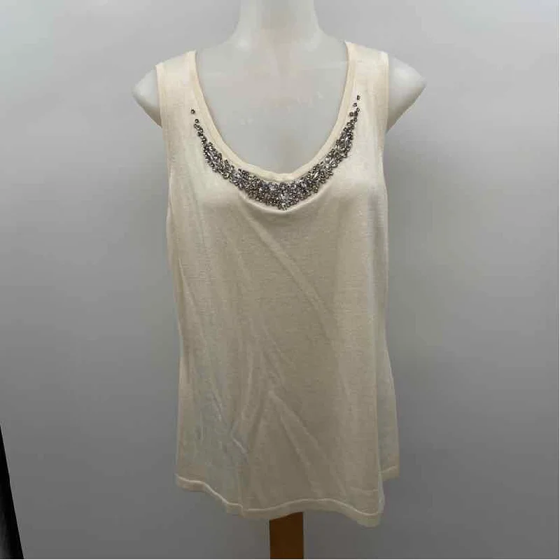 Cool Prices Magaschoni Women's Size L Cream Solid Sleeveless Shirt