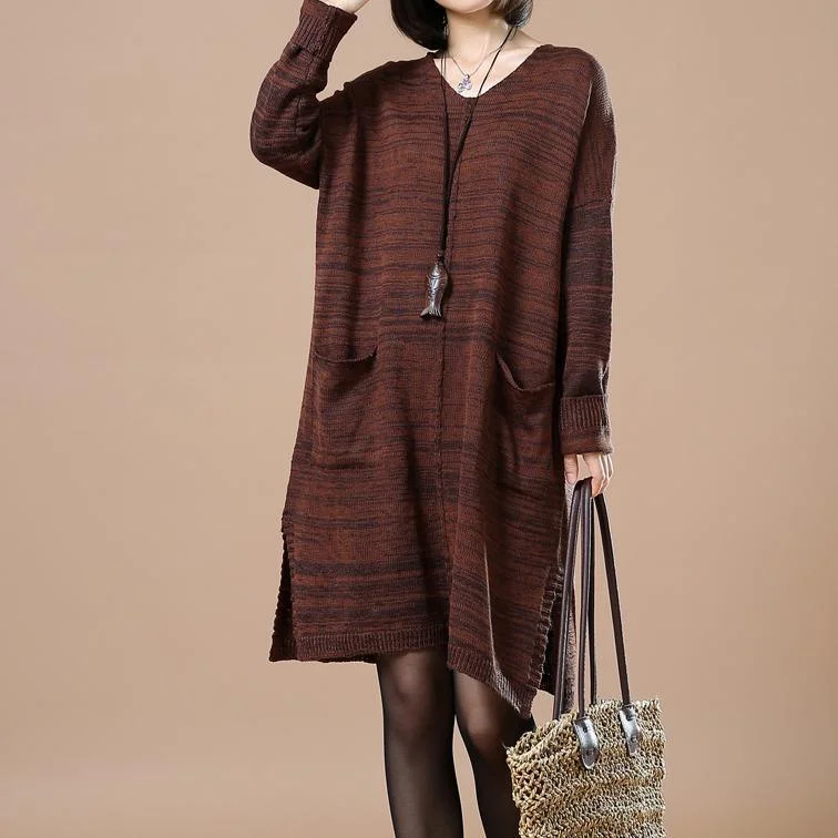 Limited Time Offer Brown sweaters with pockets long sweater