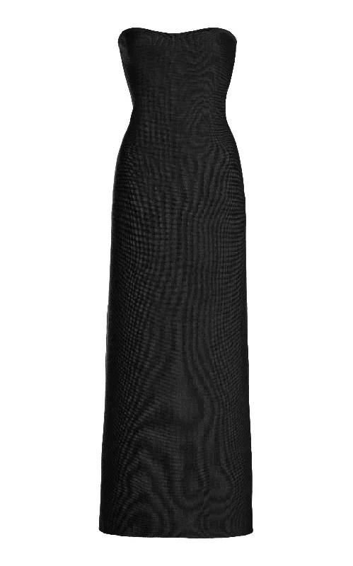 Elegant Clothing Calderon Knit Maxi Dress in Black Merino Wool Cashmere