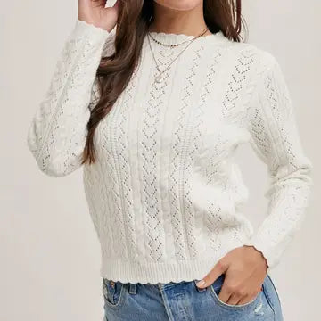 Season Sale Women's Outdoor Activity Garments Scout Scallop Edge Trim Sweater