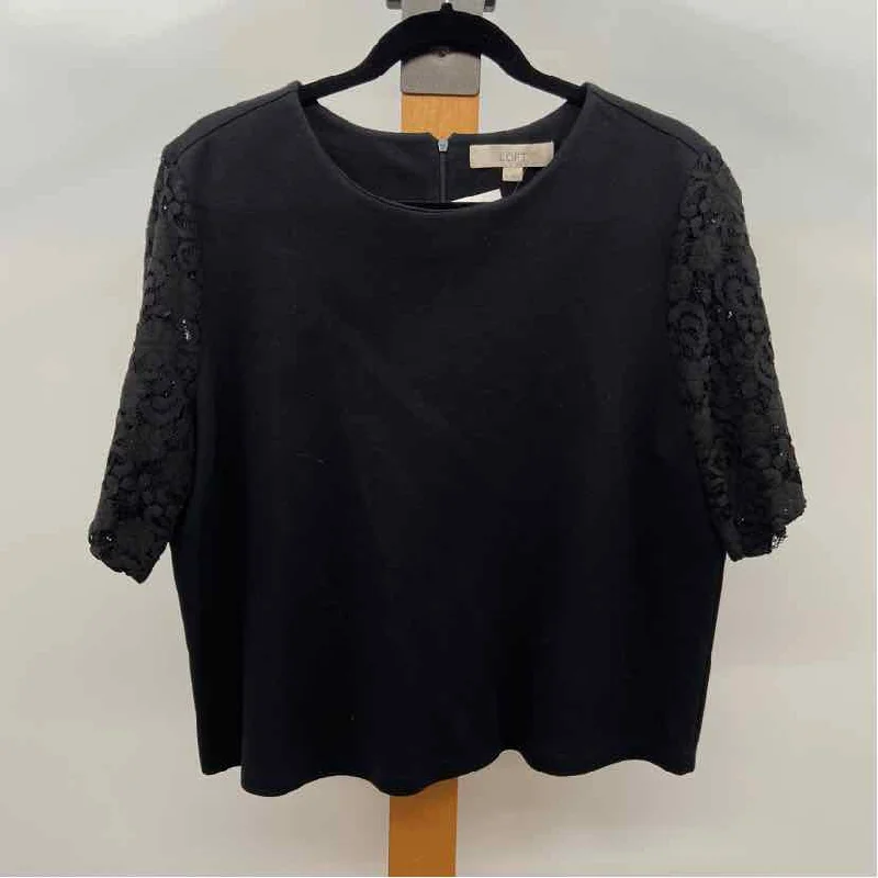 Stay Ahead In Style Loft Women's Size XL Black Solid Short Sleeve Shirt
