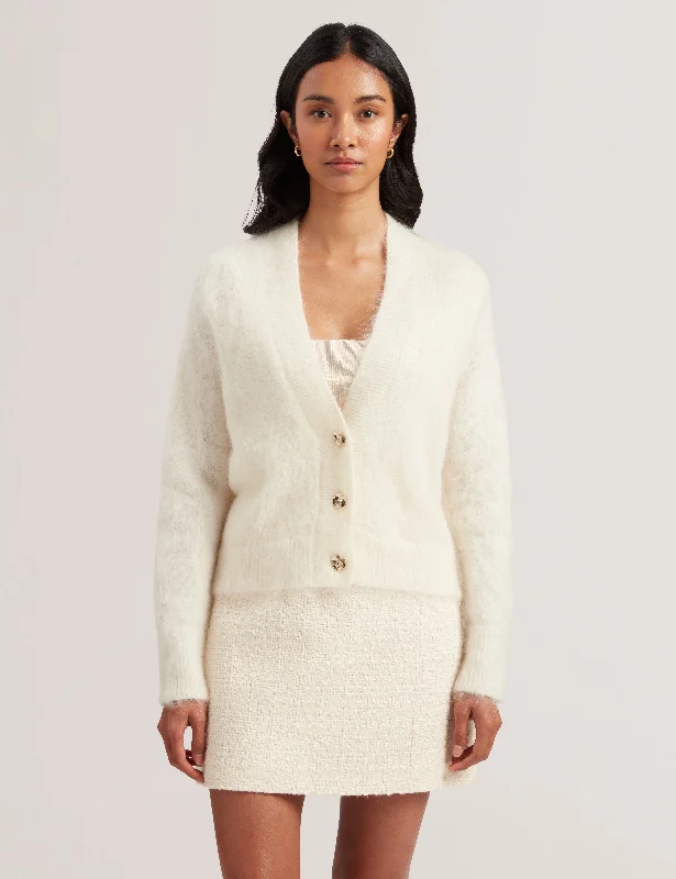 Special Offers Abeyyy Rose Button V Neck Cardigan Ivory