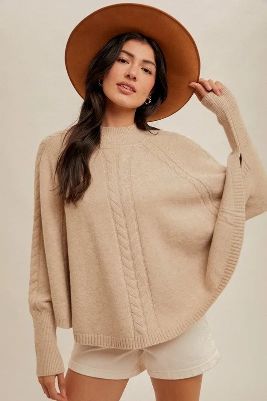 Unbeatable Prices Women's Activewear Garments Lauren Cable Knit Sweater Poncho