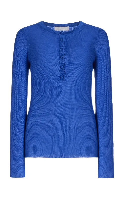 Trend Alert Julian Knit Henley in Sapphire Cashmere Silk