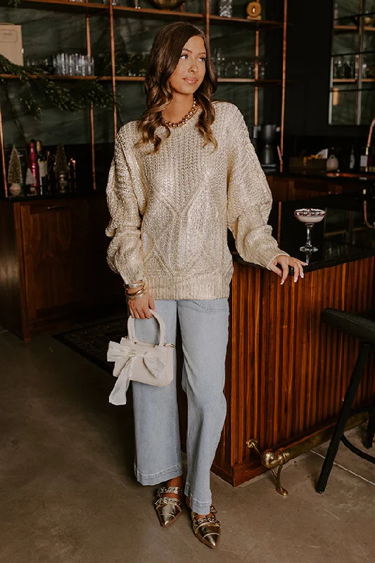 Trendsetting Threads Limited-Stock Clothing Sale – Shop Before It's Too Late Holiday Glow Cable Knit Metallic Sweater