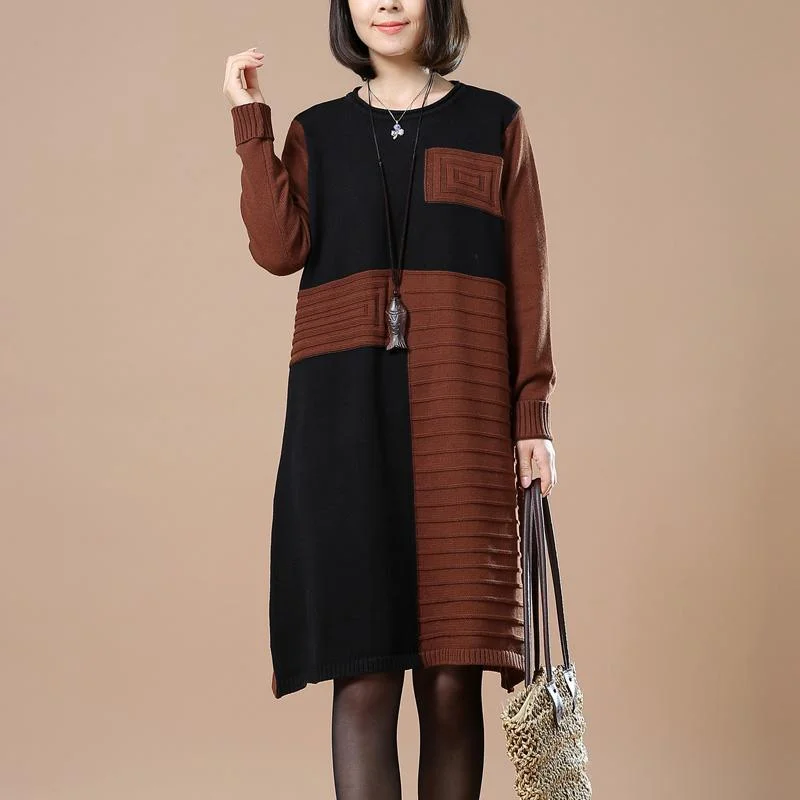 Hurry Before It's Gone Brick red blocks women sweaters oversized dress