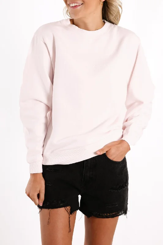 Big Savings Flash Sale On Stylish Outfits – Hurry Before It's Gone Logo Fleece Jumper Pink Dew White