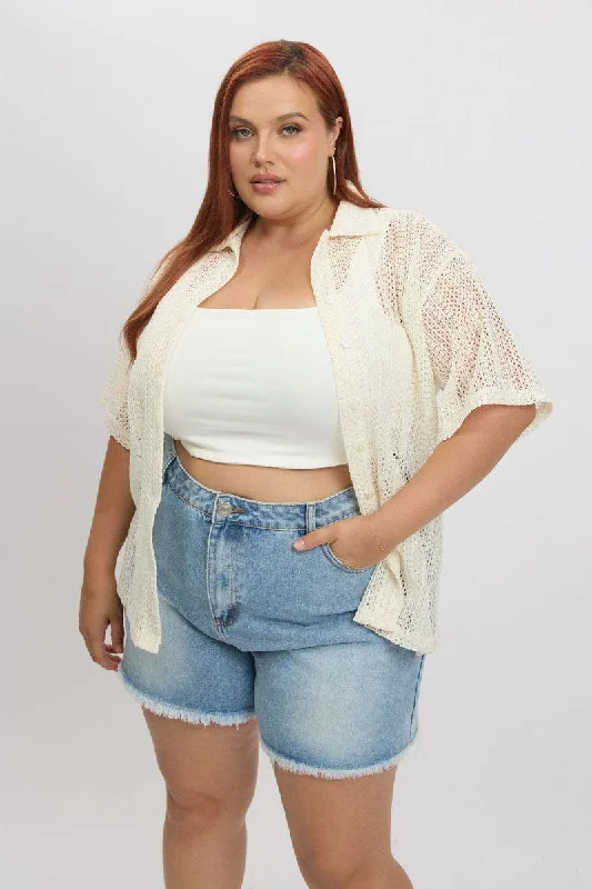 Shop Our Looks White Crochet collar Cardigan