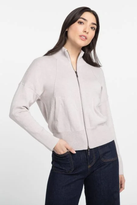 Trend Setting Wardrobe Kinross Cashmere Zip Mock Cardigan