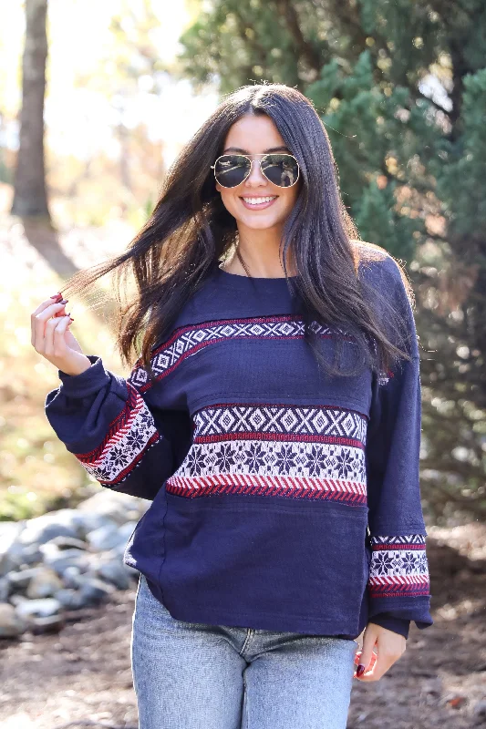 Shop Our Looks FINAL SALE - Snowy Snuggles Navy Fair Isle Pullover - DOORBUSTER