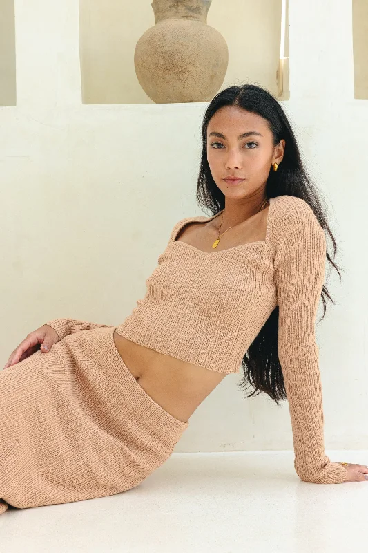 Limited Time Valerie Mocha Long Sleeve Knit Top