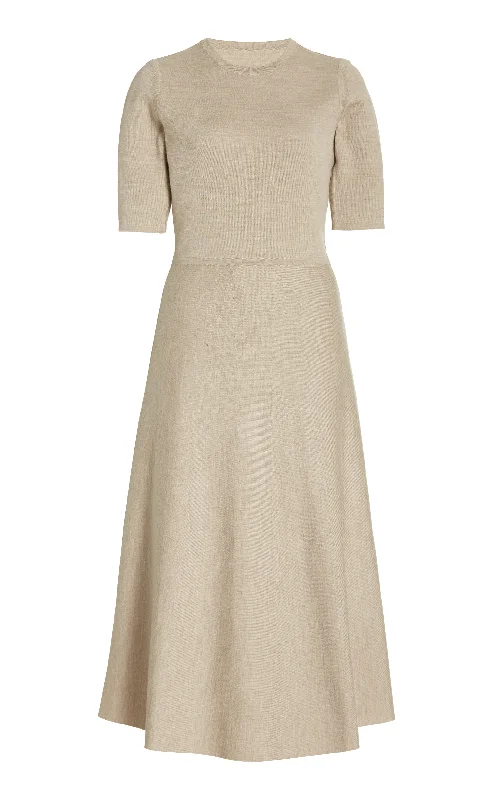 Latest Trends Seymore Knit Midi Dress in Oatmeal Merino Wool Cashmere